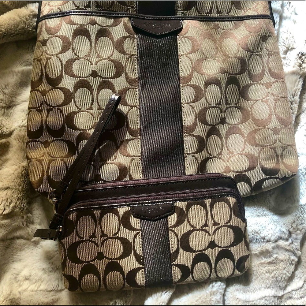 Brown Coach Crossbody Purse & Wallet Bundle